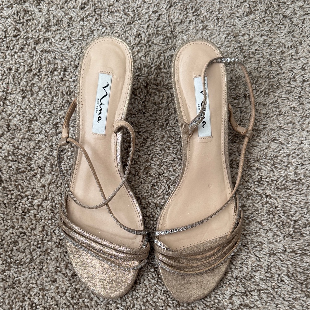Nina Gold Strappy Sandals